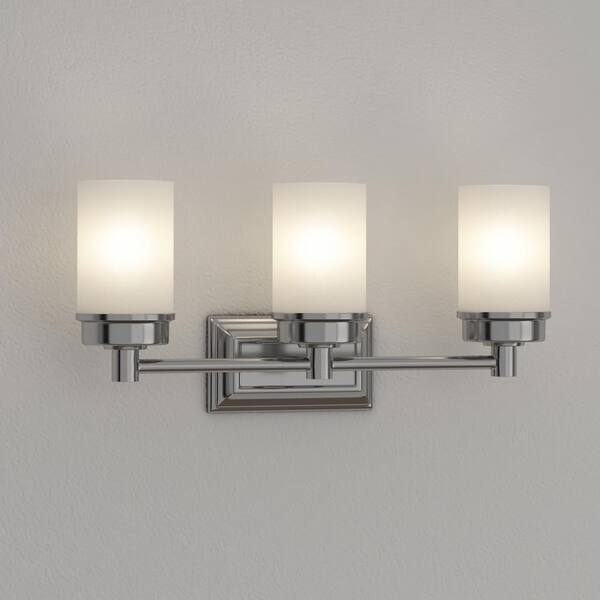 Cade 20.25 in. 3-Light Brushed Nickel Bathroom Vanity Light Fixture with Frosted Glass Shades