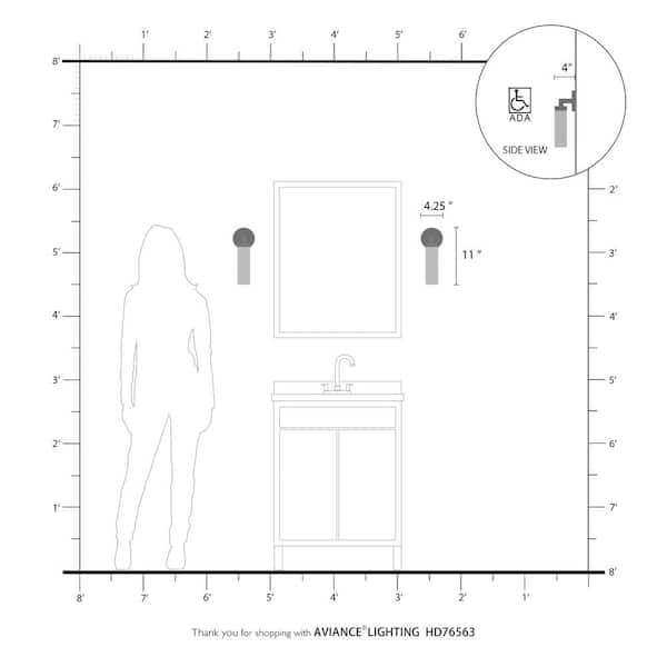 Aspen 1 Light Black ADA Single Sconce