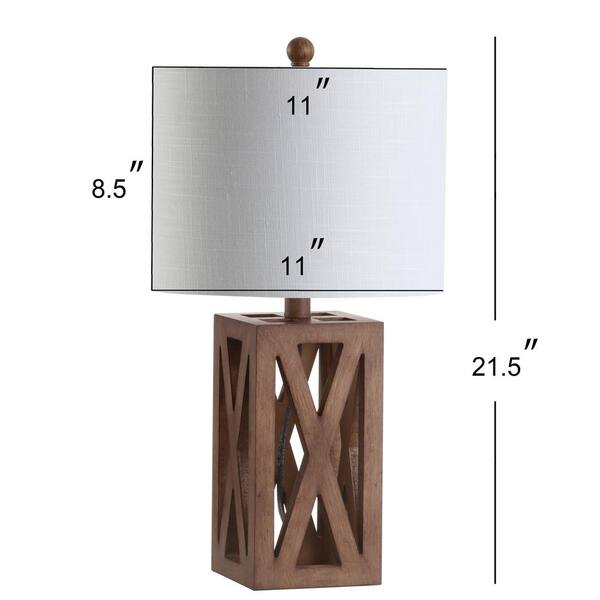Stewart 21.5 in. Brown Wood LED Table Lamp