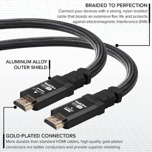 30 ft. 4K HDMI Cable, High Speed 18 Gbps HDMI to HDMI Cable Black (2-Pack)