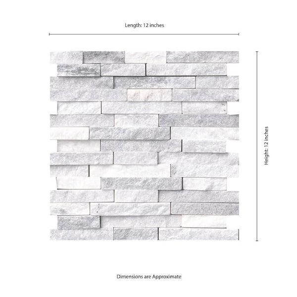 Alaska Gray Split Face 12 in. x 12 in. x 10 mm Textured Marble Mosaic Tile (10 sq. ft. / case)