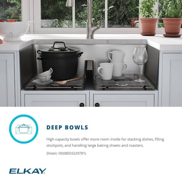 Avenue 18-Gauge Stainless Steel 33 in. Double Bowl Drop-In/Undermount Kitchen Sink with Low Divide