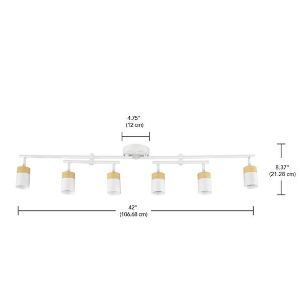 3.5 ft. Matte White and Faux Wood Hard Wired Ceiling Mounted Track Lighting Kit with Step Heads