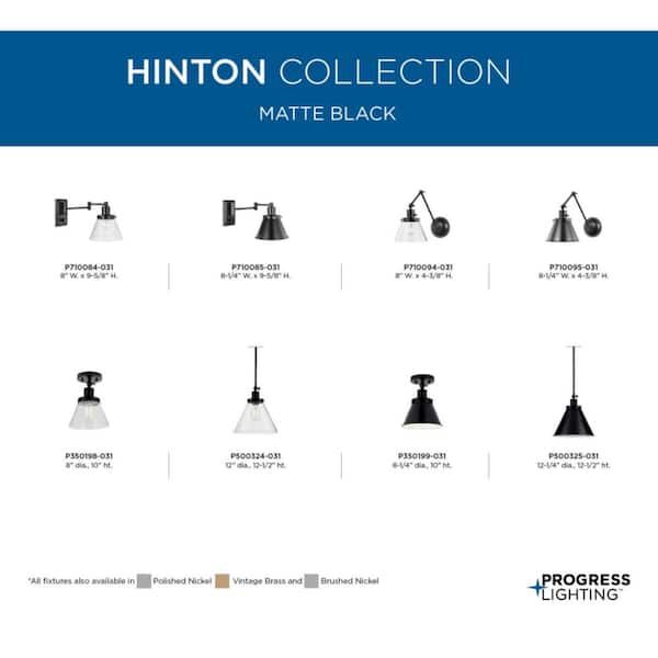 Hinton 1-Light Matte Black Industrial Pendant Light