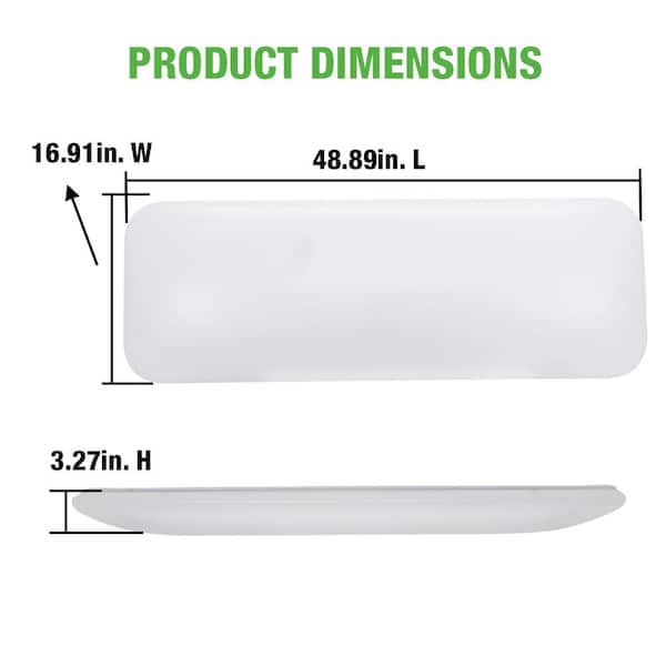 48 in. x 18 in. Low Profile LED Flush Mount Rectangular Light Fixture 5500 Lumens 3000K 4000K 5000K Kitchen Lighting