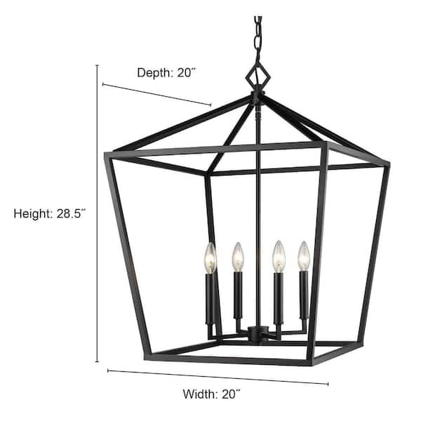 3254-MB 4-Light 20 in. Wide Taper Candle Matte Black Pendant