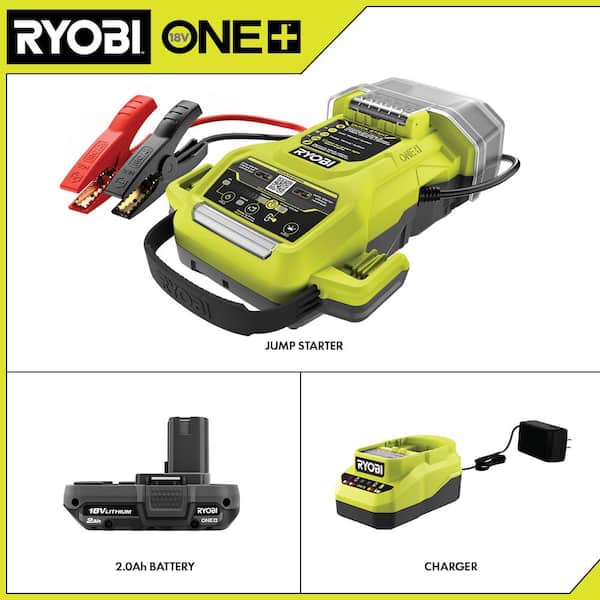 ONE+ 18V Cordless Jump Starter Kit with 2.0 Ah Battery and Charger