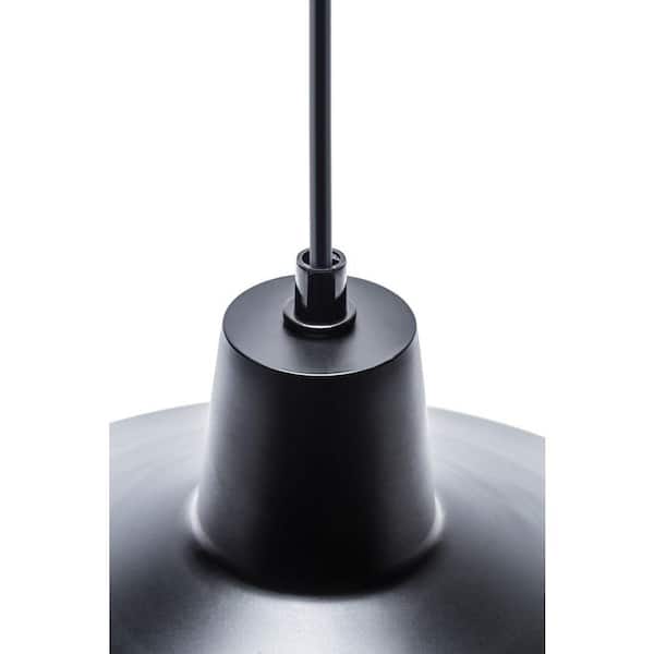 1-Light Matte Black Barn Light Pendant