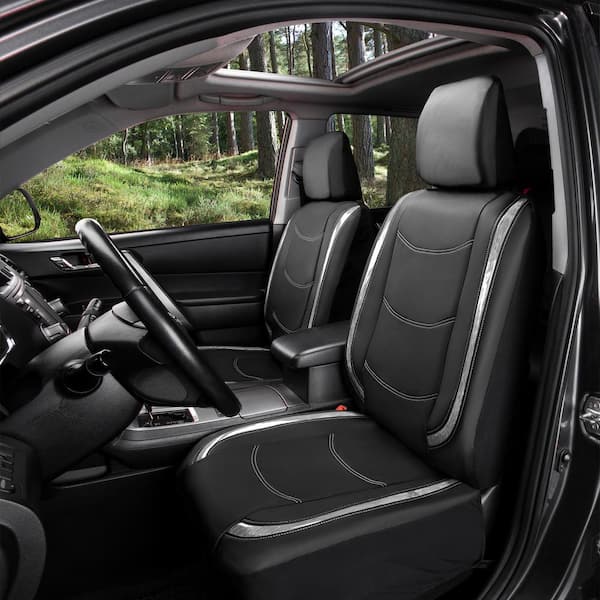 Galaxy13 Metallic Striped Deluxe Leatherette 47 in. x 23 in. x 1 in. Full Set Seat Covers