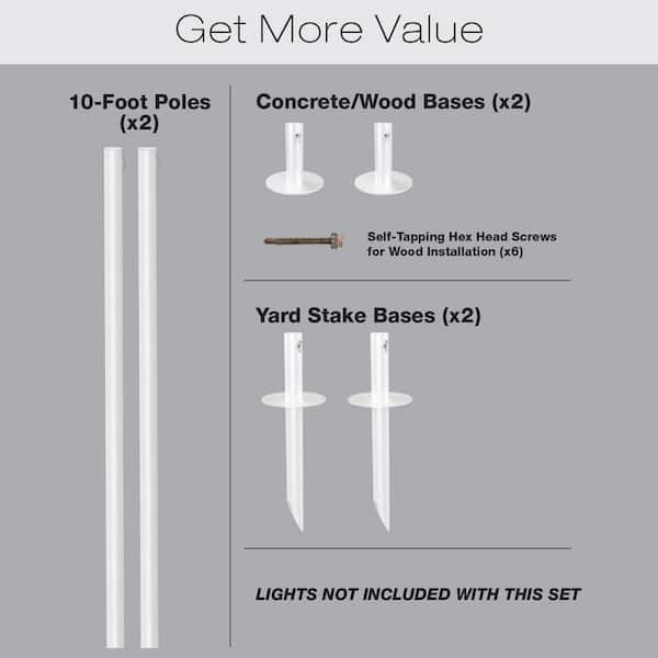 Two 10 ft. White String Light Poles