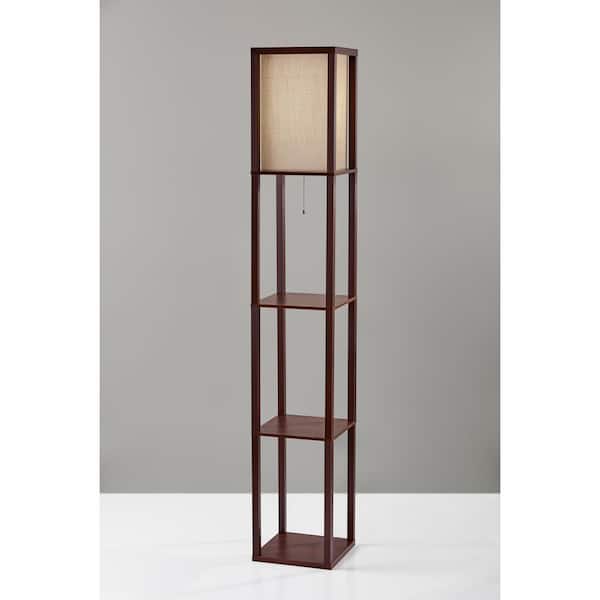 Wright 63 in. Walnut Wood Veneer Floor Lamp