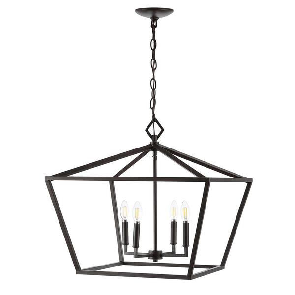 Gatsby 23 in. 4-Light Oil Rubbed Bronze Adjustable Iron Rustic Glam Farmhouse LED Pendant
