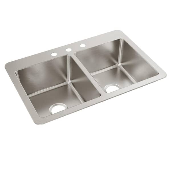 Avenue 33 in. Drop in/Undermount Double Bowl 18 Gauge Stainless Steel Kitchen Sink with Bottom Grids