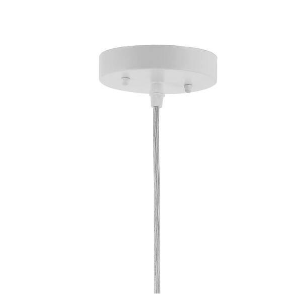 Luna 15.75 in. 1-Light Cream Bohemian Modern Woven Rattan/Iron LED Pendant, White