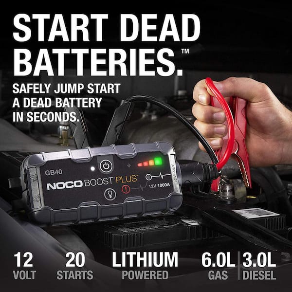 GB40 1000 Amp 12-Volt UltraSafe Lithium Jump Starter For Up To 6-Liter Gasoline And 3-Liter Diesel Engines
