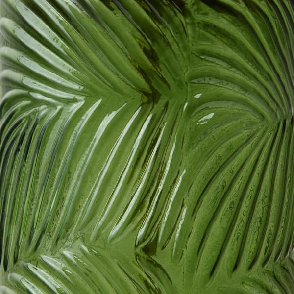 Zooey 26 in. Green Glass and Brown Wood Table Lamp