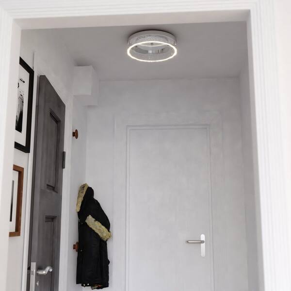 Vaughn 12 in. W Integrated LED Chrome Flush Mount Ceiling Light Fixture Clear Bubble Acrylic Shade