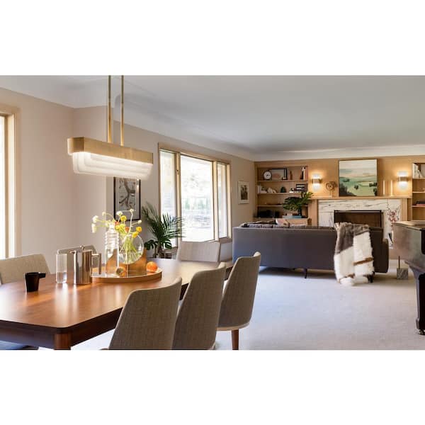 Serene 16-Watt Natural Brass Integrated LED Bathroom Indoor Wall Sconce Light with Textured White Vitro Mica Diffuser