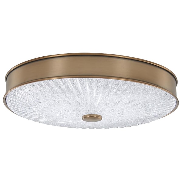 11.75 in. 1-Light Aged Brass LED Flush Mount