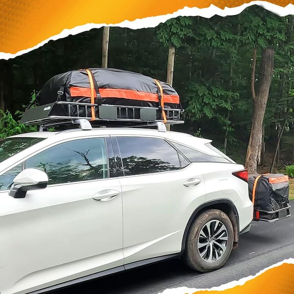 260 lbs. Capacity Extendable Roof Rack Rooftop Cargo Carrier with Net and Ratchet Straps, Extends from 43-64 in. Long
