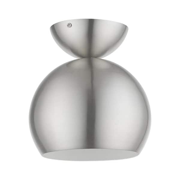 Stockton 8 in. 1-Light Brushed Nickel Semi-Flush Mount