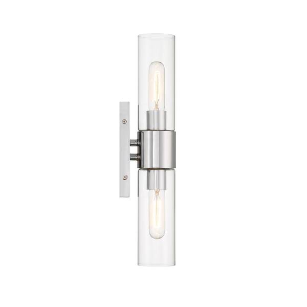 Anton 4.5 in. 2-Light Chrome Transitional Wall Sconce with Clear Glass Shades