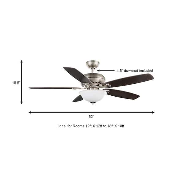 Southwind II 52 in. Indoor LED Brushed Nickel Ceiling Fan with Light Kit, Reversible Blades and Remote Control