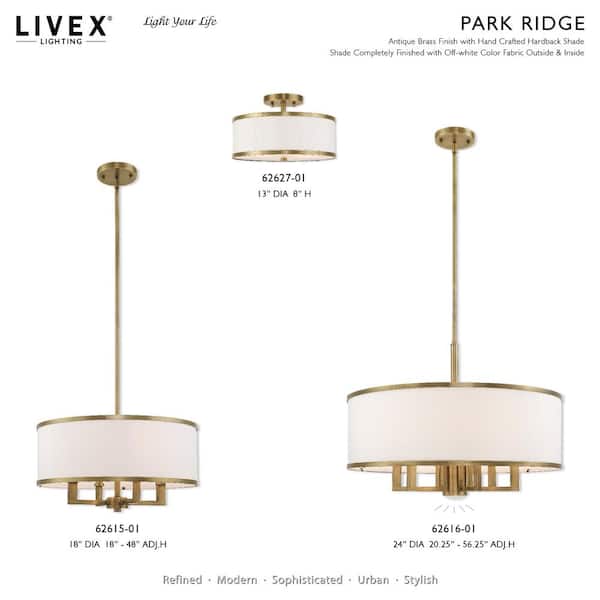 Park Ridge 7 Light Antique Brass Pendant Chandelier
