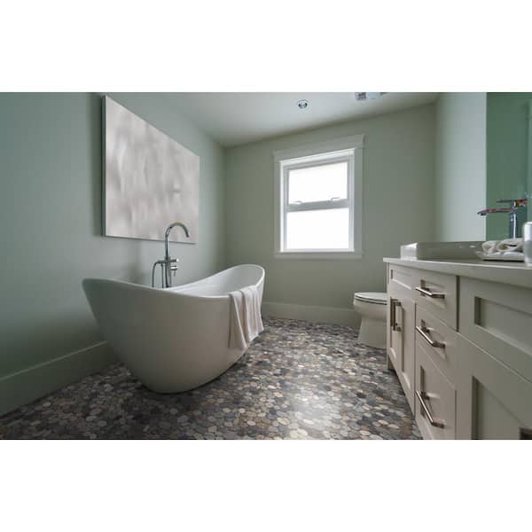 Sliced Pebble Tile River Grey 11-1/4 in. x 11-1/4 in. x 9.5 mm Mesh-Mounted Mosaic Tile (9.61 sq. ft. / case)
