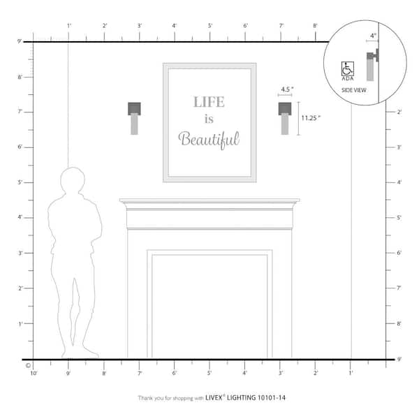 Aero 1 Light Textured Black ADA Wall Sconce with Hand Blown Satin Opal White Twist Lock Glass