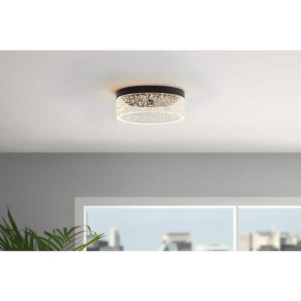 Kipling 7.87 in. 1-Light Black LED Flush mount