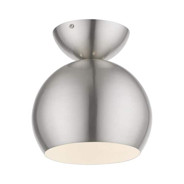 Stockton 8 in. 1-Light Brushed Nickel Semi-Flush Mount