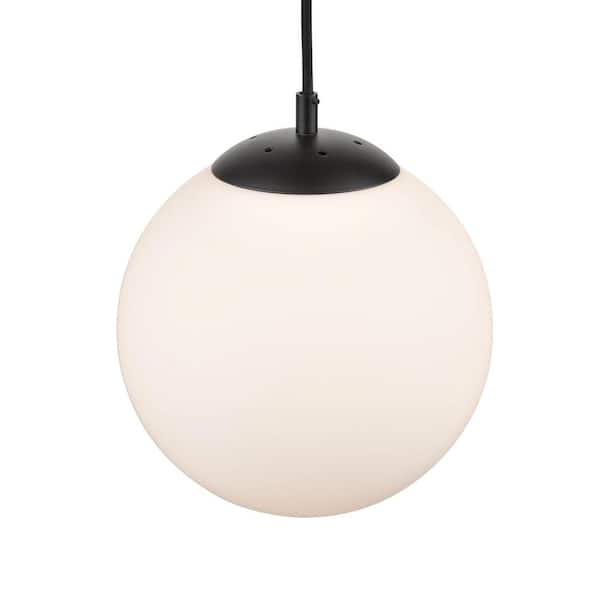 Zeno 1-Light Black/White Globe Pendant with Glass Shade