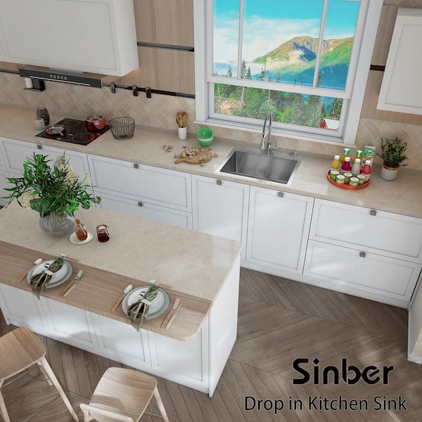 25 in. Drop-In Single Bowl 18-Gauge 304 Stainless Steel Kitchen Sink