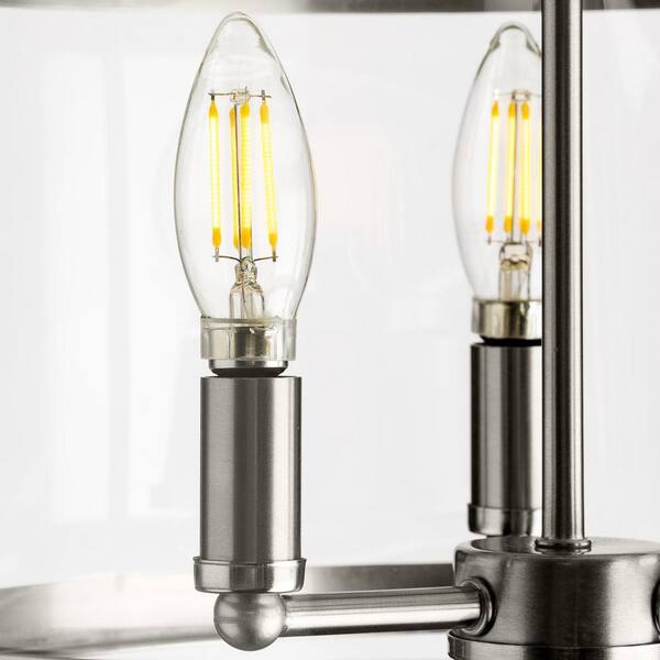 Gilliam 13 in. 3-Light Brushed Nickel Semi-Flush Mount with Clear Glass Shade