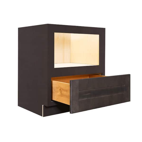 Lancaster Charcoal Plywood Shaker Stock Assembled Base Microwave Kitchen Cabinet 30 in. W x 34.5 in. H x 24 in. D