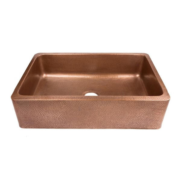 Lange 32 in. Undermount Farmhouse Single Bowl 17 Gauge Antique Copper Kitchen Sink