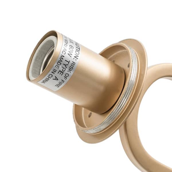 Modern Style 60-Watt Opal Gold Accent Glass Globe Pendant Light with Adjustable Height, Frosted White Shade