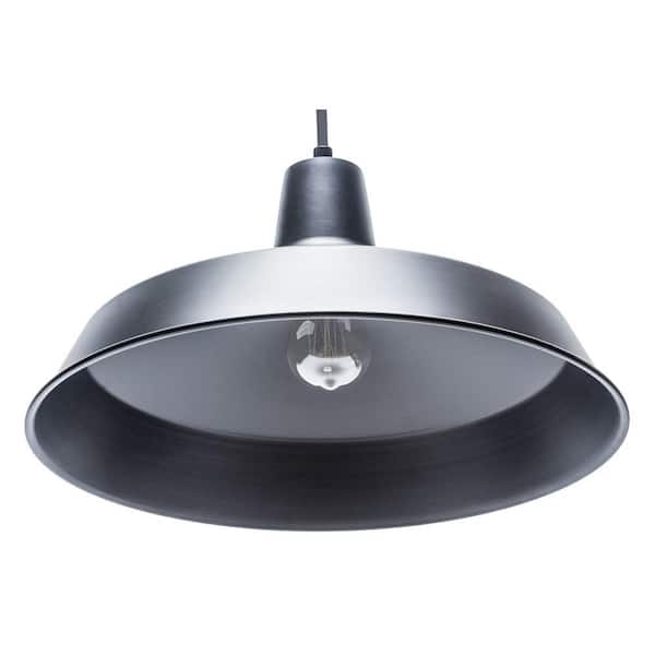 1-Light Matte Black Barn Light Pendant