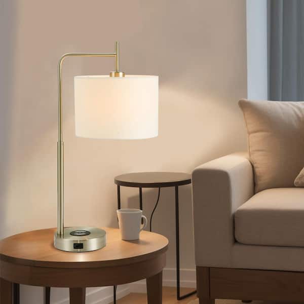 25 in. Touch Indoor Table Lamp with Wireless Charger and USB Ports