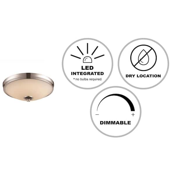 11 in. Polished Chrome Integrated LED Flush Mount Ceiling Light Fixture with Frosted Glass Shade