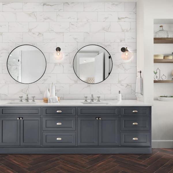 Michelangelo White 9 in. x 18 in. Glossy Ceramic Wall Tile (21.8 sq. ft./Case)