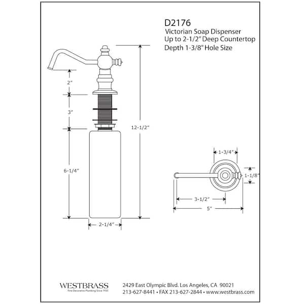 Victorian Style Kitchen Sink Deck Mount Liquid Soap/Lotion Dispenser with Refillable 12 oz Bottle, Matte Black