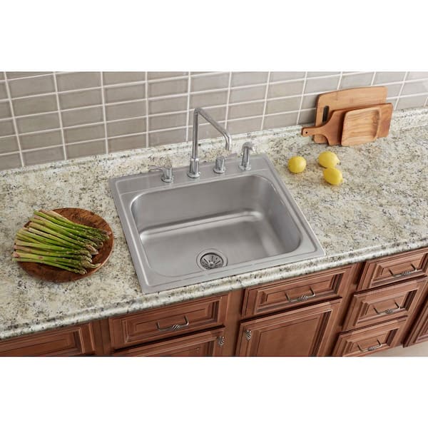 Pergola 25 in. Drop in Single Bowl Drop in 20 Gauge Stainless Steel Kitchen Sink