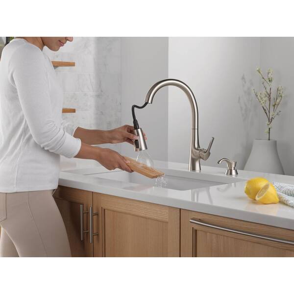 Bacuri Single Handle Pull-Down Sprayer Kitchen Faucet with Shield Spray and Soap Dispenser in Spotshield Stainless