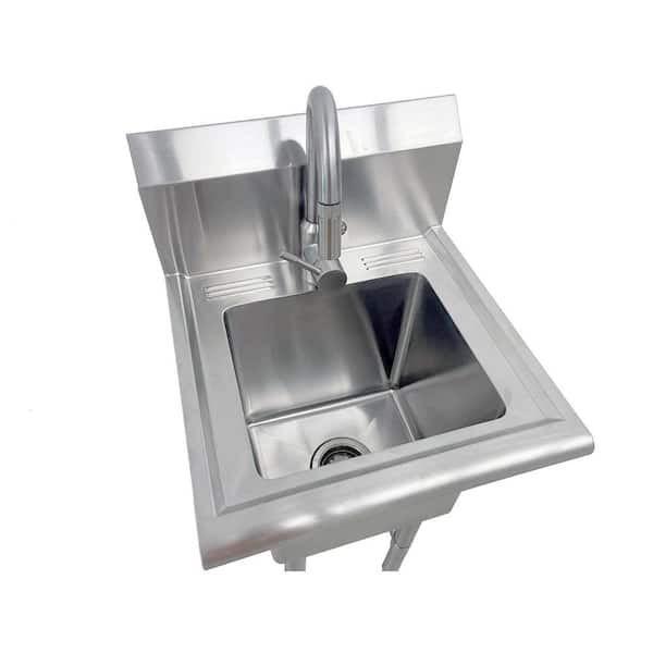 All-in-One 18 in. Stainless Steel Wall Mount Commercial Utility Kitchen Sink with Faucet