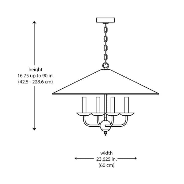 4-Light Black and Gold Chandelier Light Fixture with Metal Shade
