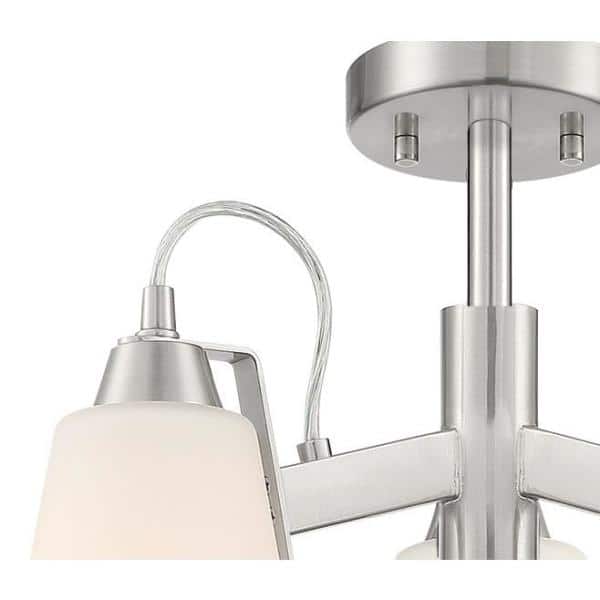 Beckonridge 6-Light Brushed Nickel Chandelier with Etched Opal Glass Shades