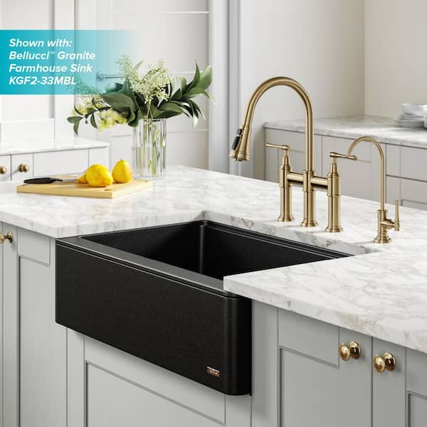 Allyn Double-Handle Transitional Bridge Kitchen Faucet and Beverage Faucet in Brushed Gold
