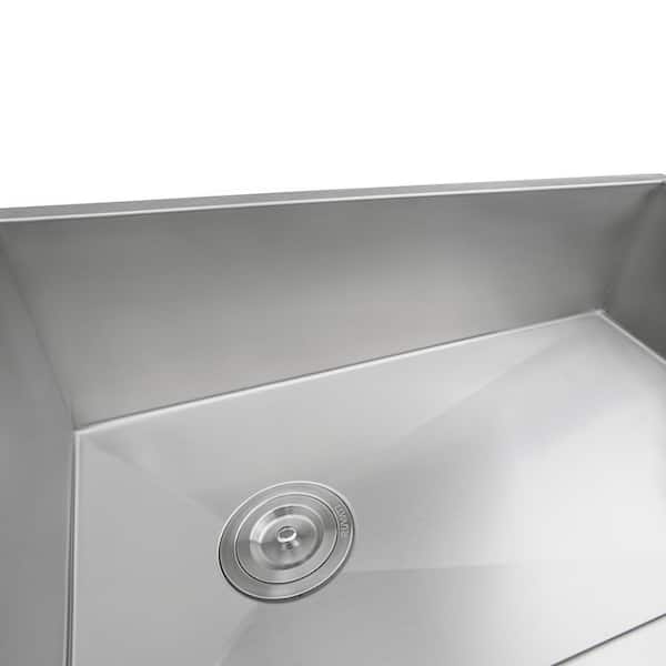 Stainless Steel 32 in. Single Bowl Undermount 16-Gauge Offset Drain Kitchen Sink